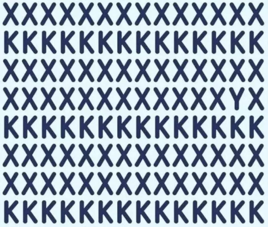 can you spot the hidden letter among Xs and Ks