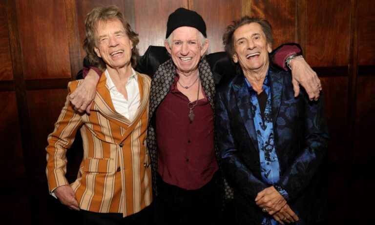 Mick Jagger, Keith Richards et Ronnie Wood au lancement de l