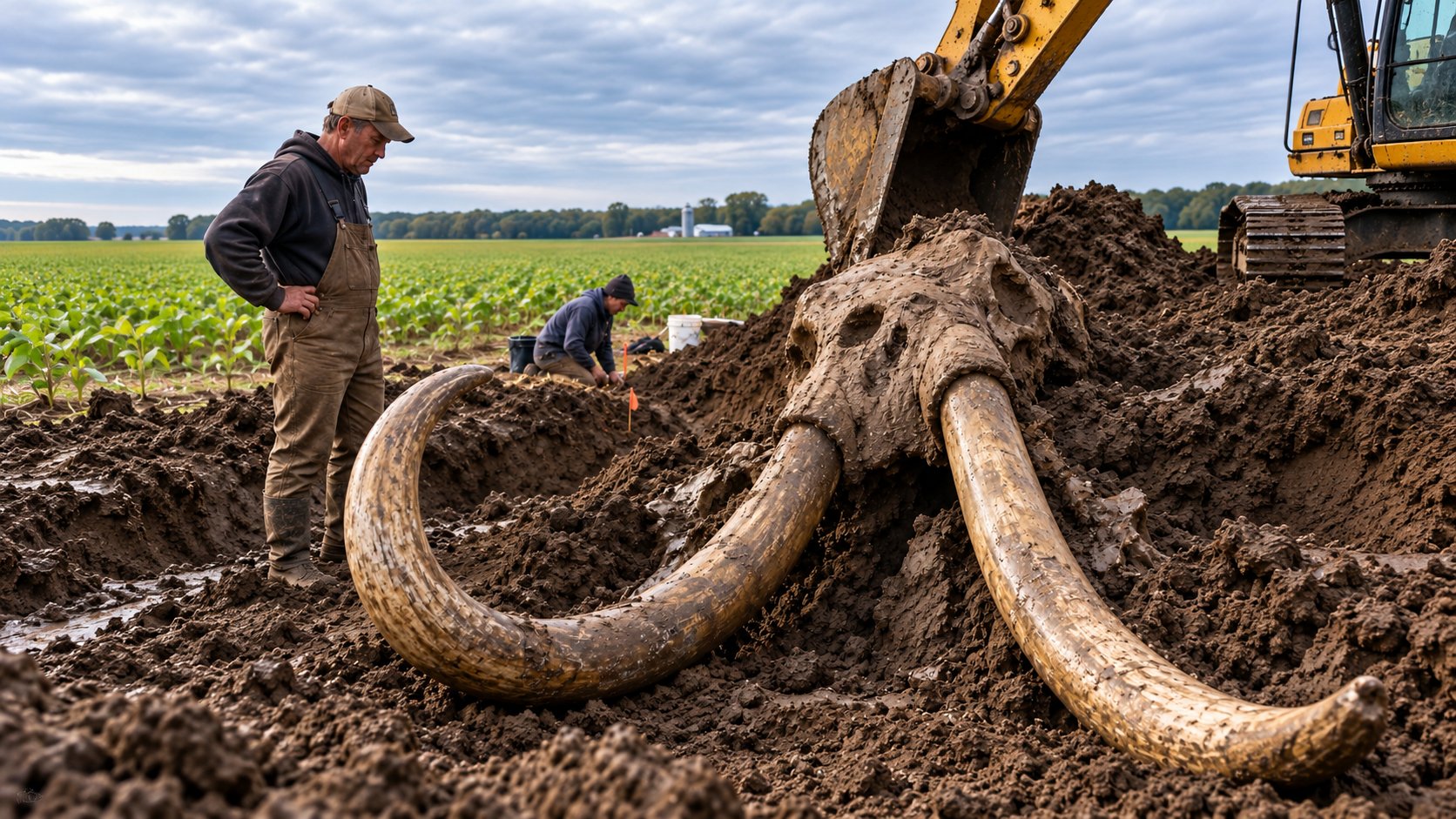 Michigan Farmer Unearths a 15,000-Year-Old Mammoth While Digging a Drainage Trench in His Soybean Field